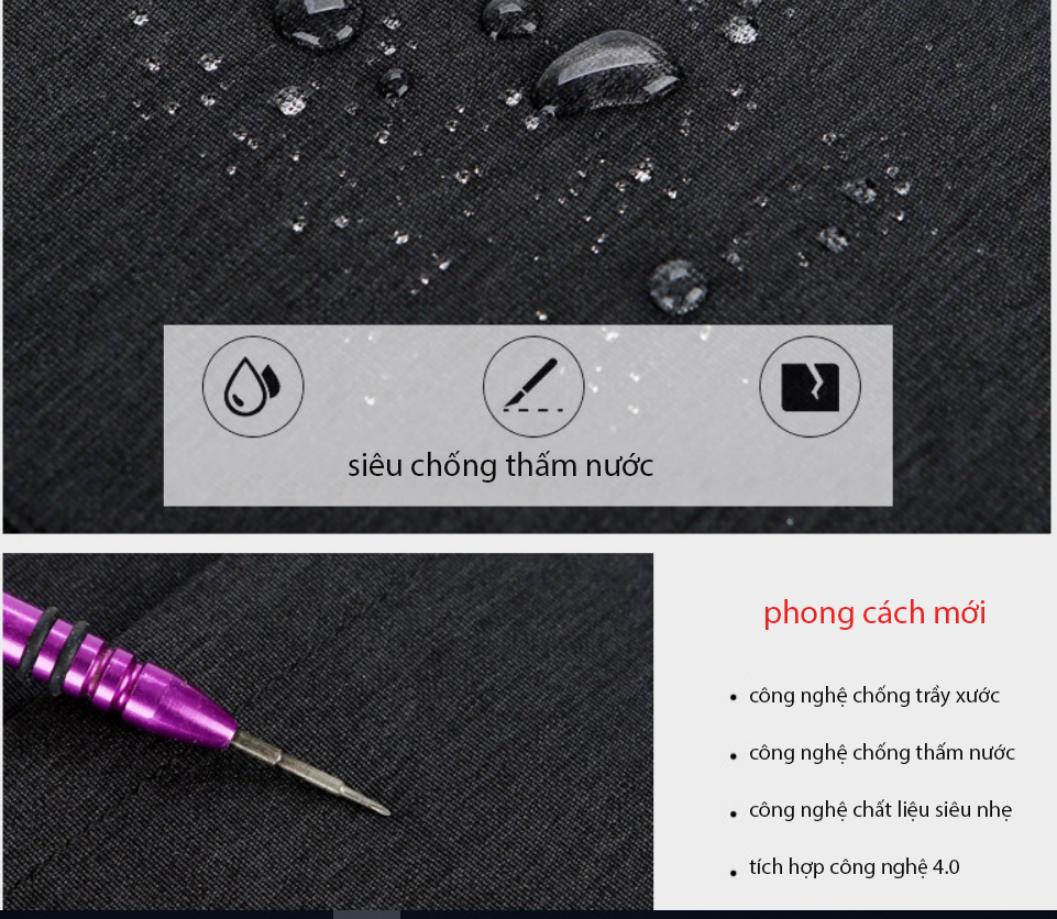 Ba lô nam thông minh đa chức năng phong cách mới tích hợp sạc usb tiện dụng (15&quot;6 inh)