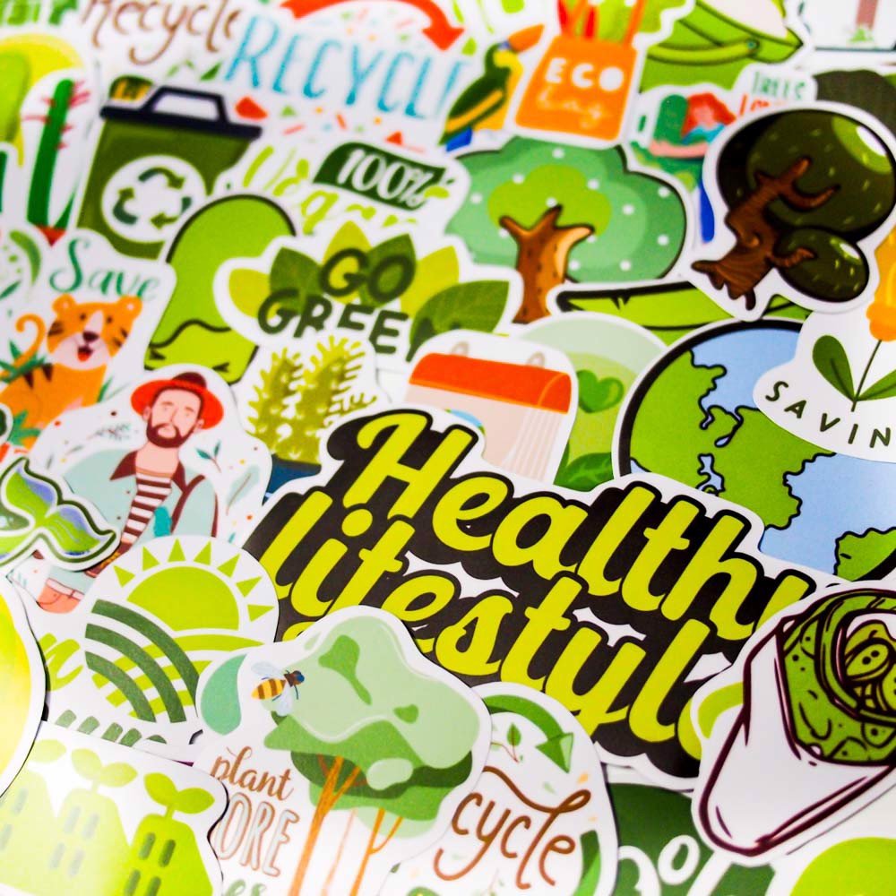 Set 100 sticker hình dán - Green Xanh lá