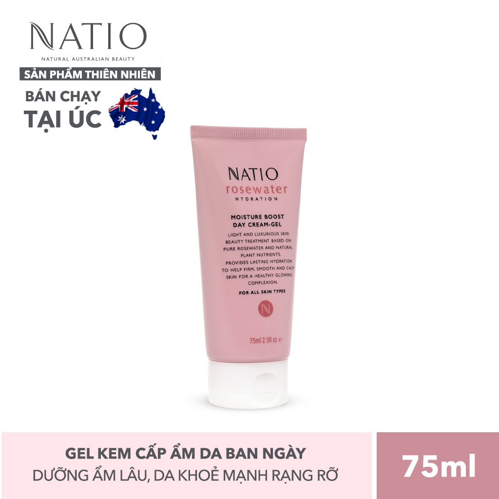 Gel Kem Cấp Ẩm Da Ban Ngày Natio Rosewater Hydration Moisture Boost Day Cream-Gel 75ml