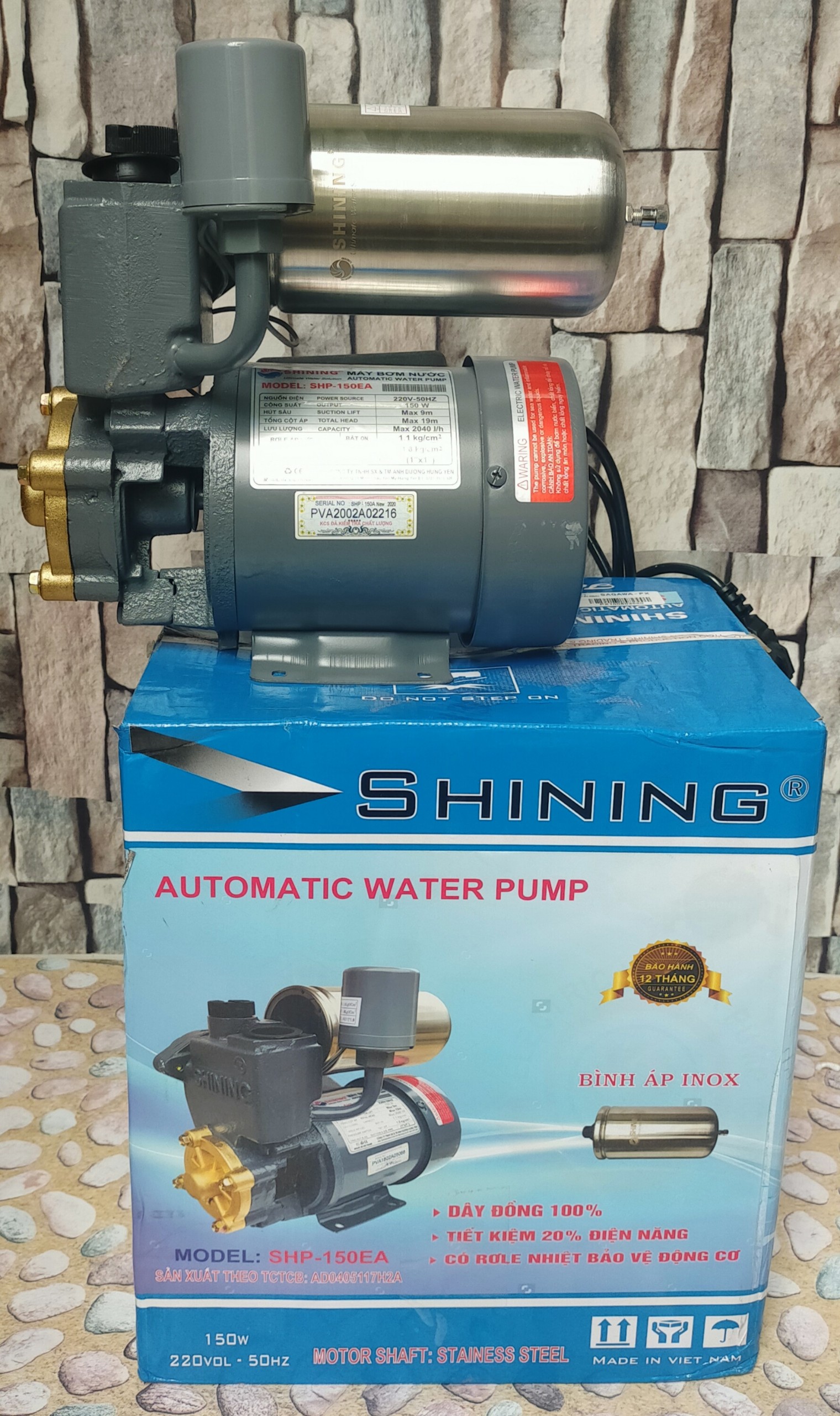 MÁY BƠM NƯỚC TỰ ĐỘNG TĂNG ÁP SHINING SHP-150EA