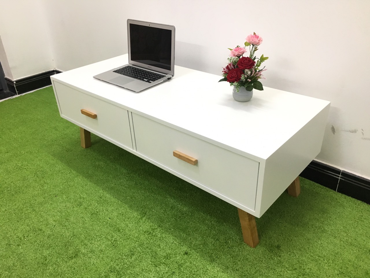 Bàn sofa trà cafe phòng khách hình hộp trắng T819-7