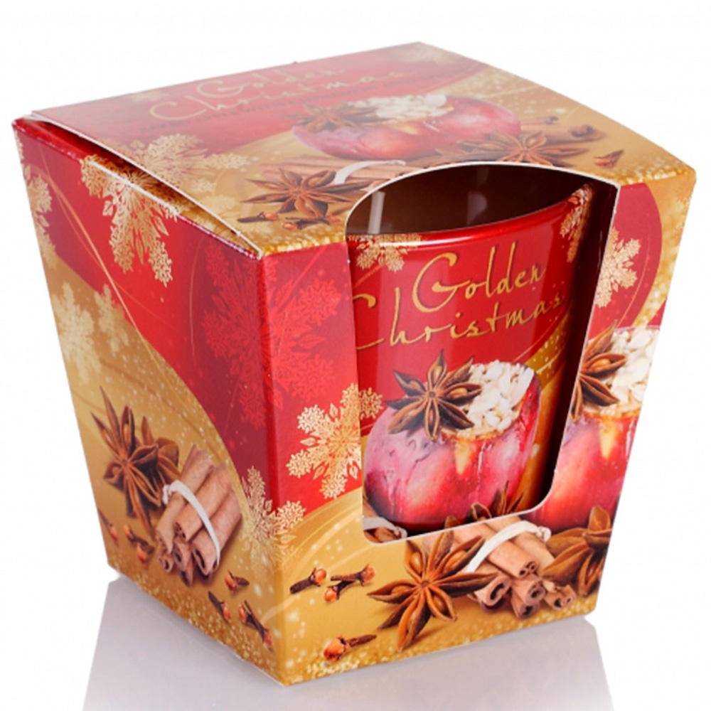 Ly nến thơm tinh dầu Bartek Golden Christmas 115g QT06552 - táo, quế, hồi (Giao mẫu ngẫu nhiên)