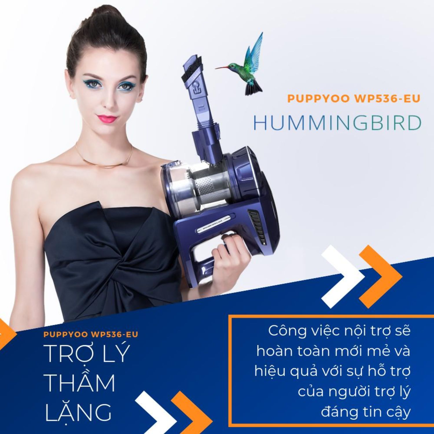 Máy Hút Bụi Cầm Tay PUPPYOO WP536 Không Dây Gia Đình Thông Minh Màu Xanh Blue Loại Mini Đa Năng Lắp Pin Sạc Rời Lực Hút Mạnh 14000PA Cao Cấp Tiện Lợi May Hut Bui Cầu Thang Sàn Chung Cư Ô Tô Nệm Xe Hơi May Hut Bụi Sàn Gỗ Sofa Giường Đệm - Hàng Chính Hãng