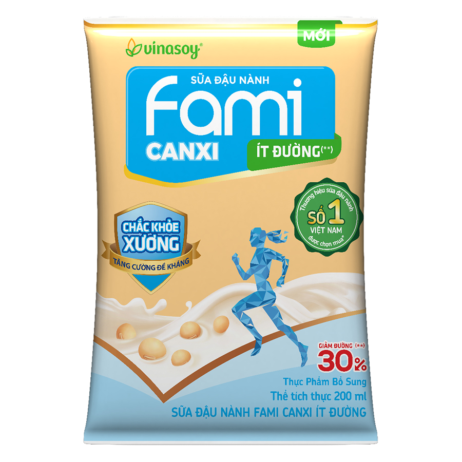 Thùng Sữa đậu nành Fami Canxi ít đường (200ml x 40 bịch)