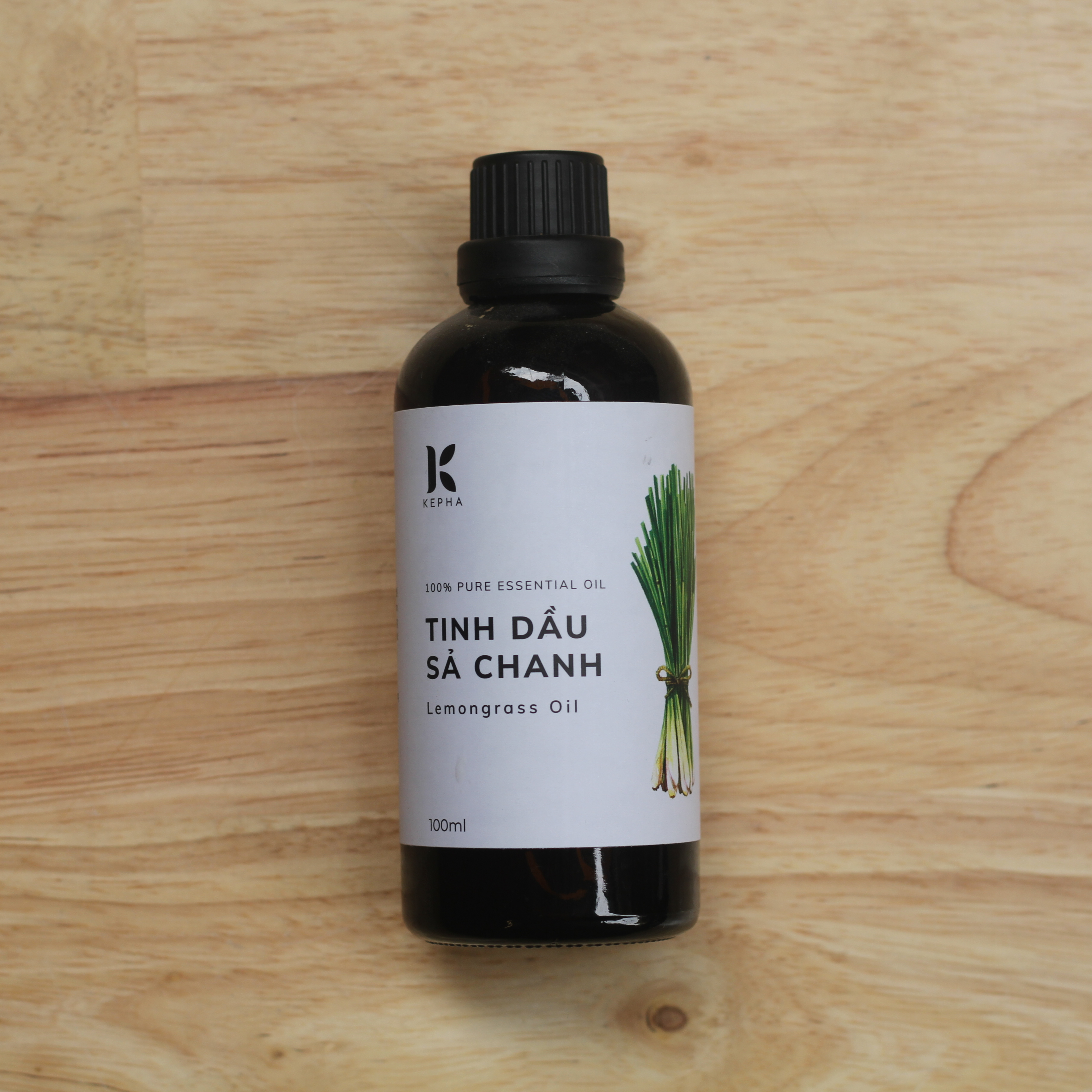 Tinh dầu Sả Chanh Kepha 100ml - Nguyên chất 100%, nhập khẩu trực tiếp Ấn Độ - Giúp xông hơi giải cảm, chống nhiễm nấm - Đuổi muỗi phòng chống sốt xuất huyết