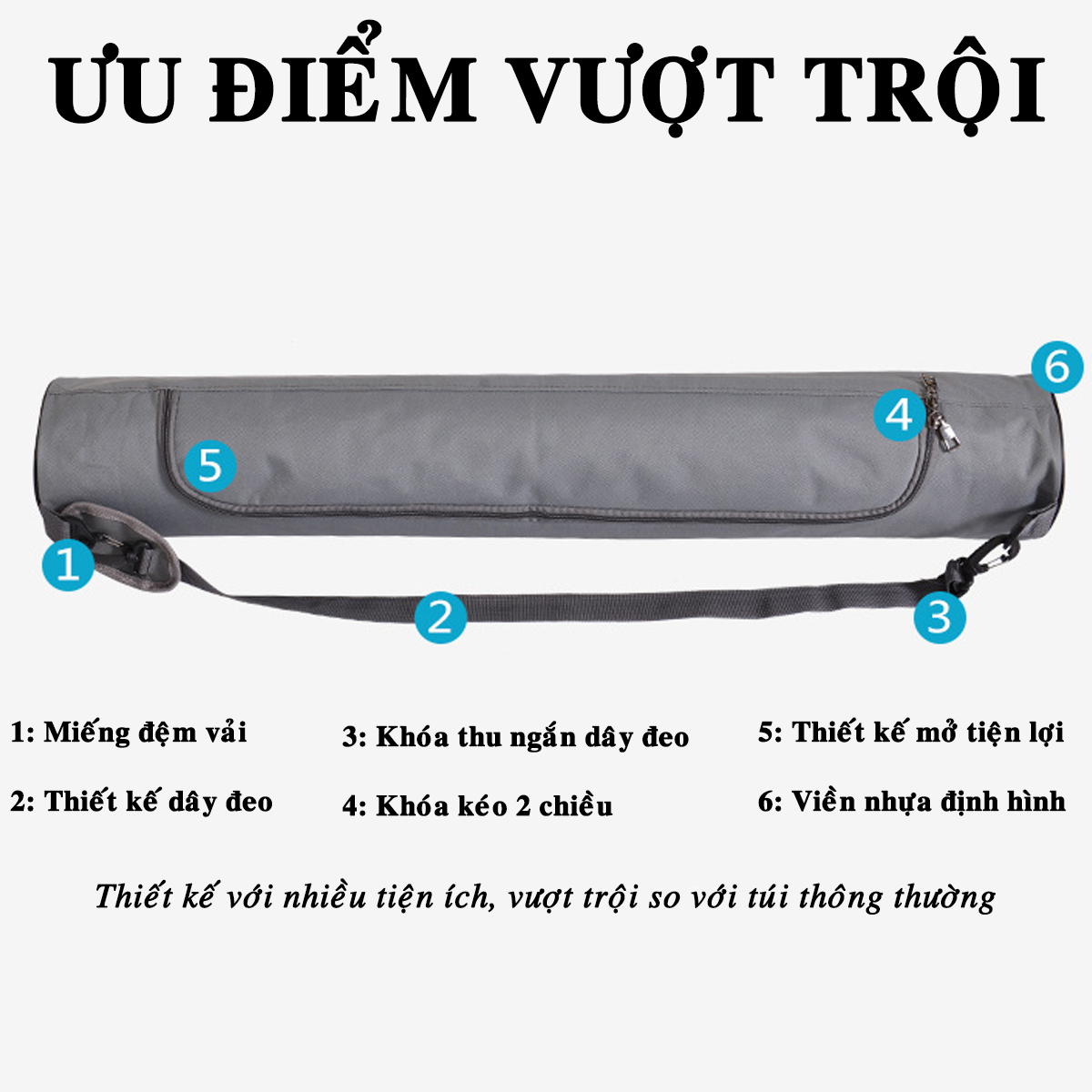 Túi Đựng Thảm Tập Yoga Cao Cấp miDoctor + Dây Buộc Thảm Tập Yoga