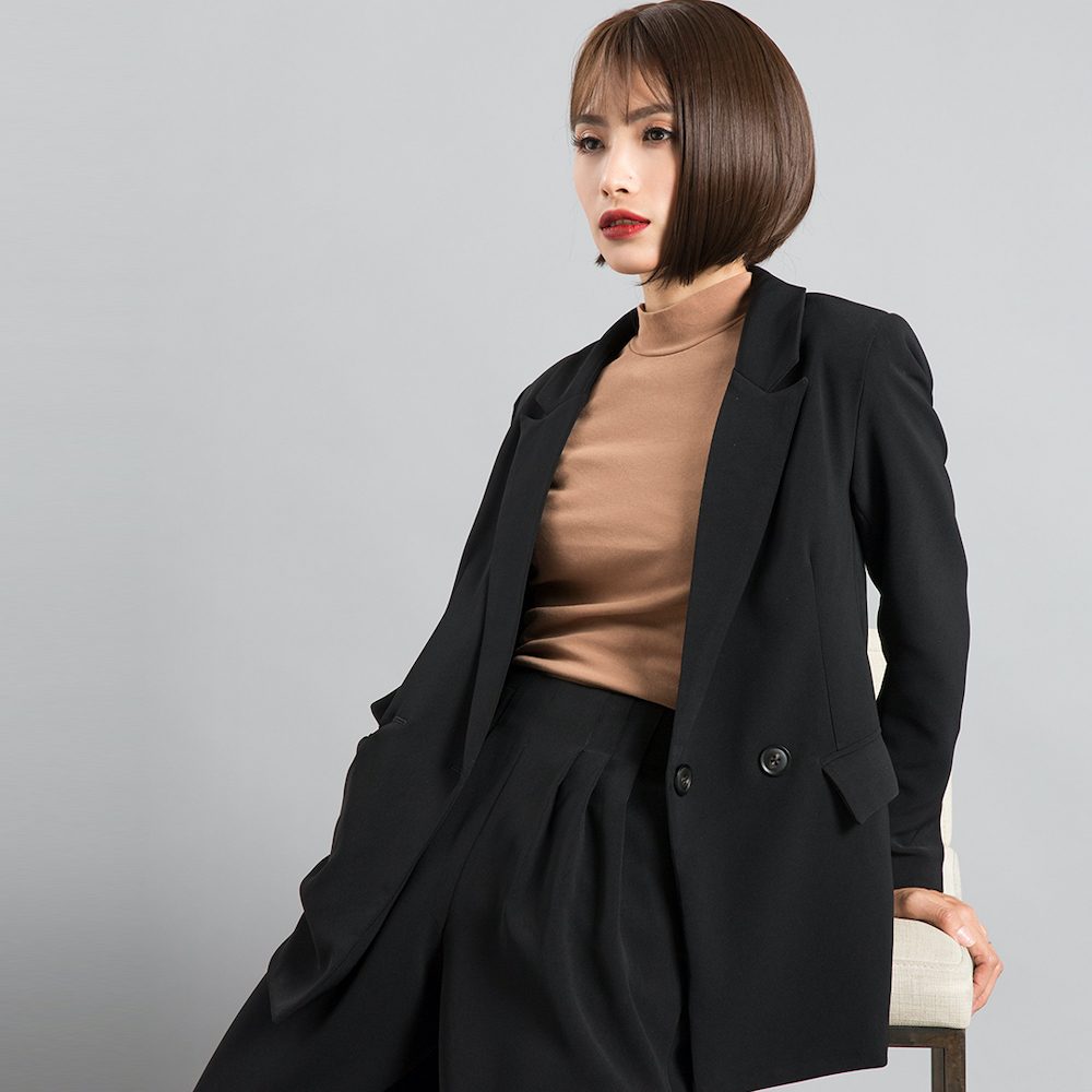 Áo Khoác Nữ Áo Khoác Blazer Thời trang thiết kế Hity TOP085 (Đen Huyền Bí)