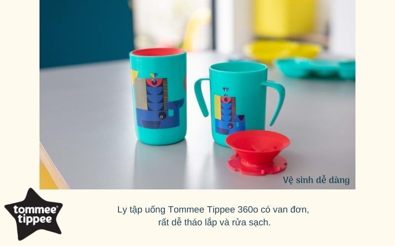 Ly tập uống nước Tommee Tippee 360 Deco Trainer từ 6 tháng - Xanh dương