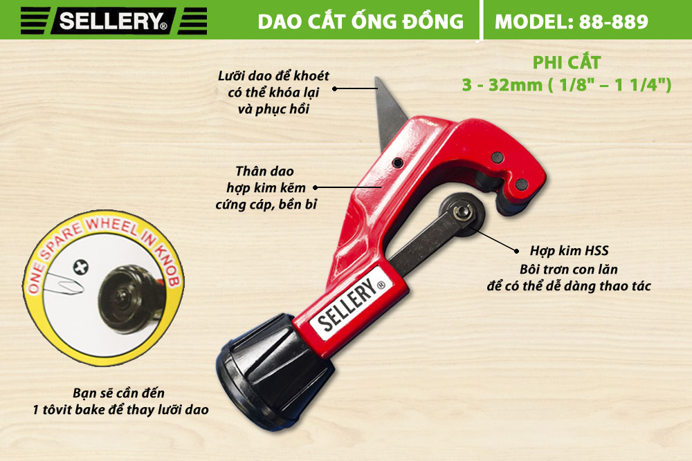DAO CẮT ỐNG ĐỒNG SELLERY 88-889