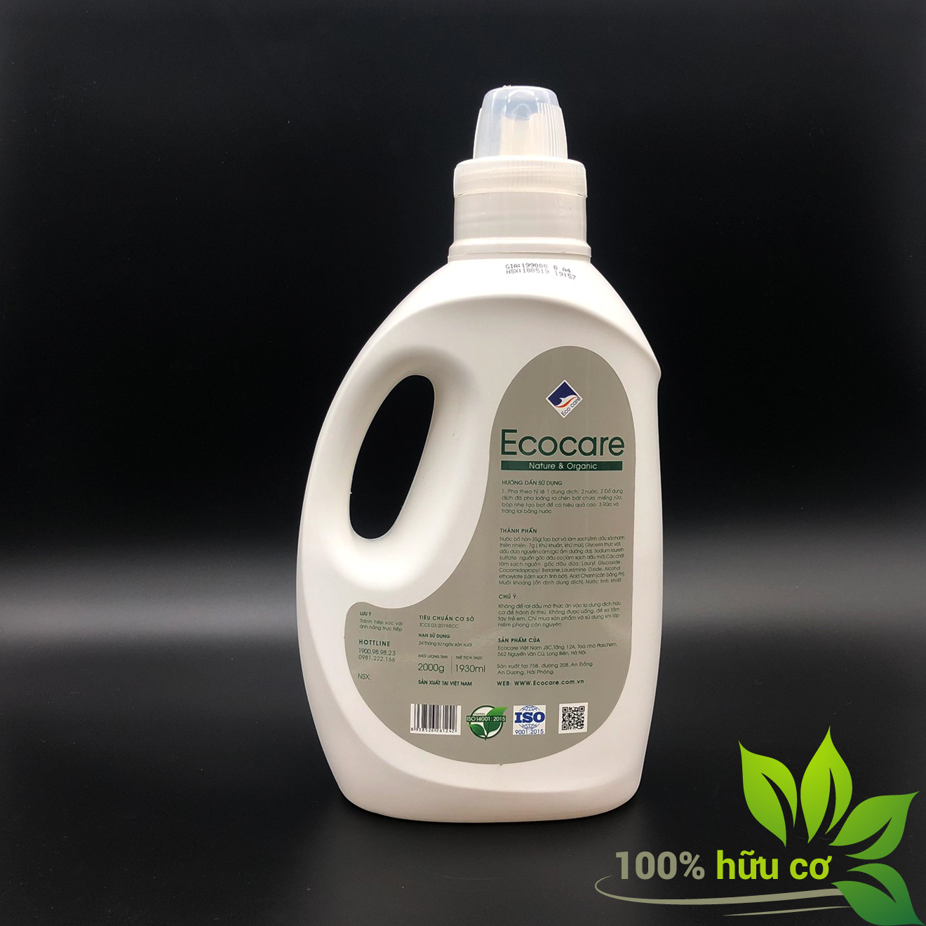 Nước rửa chén hữu cơ Bồ hòn và tinh dầu Sả Chanh 2000ml thương hiệu Ecocare