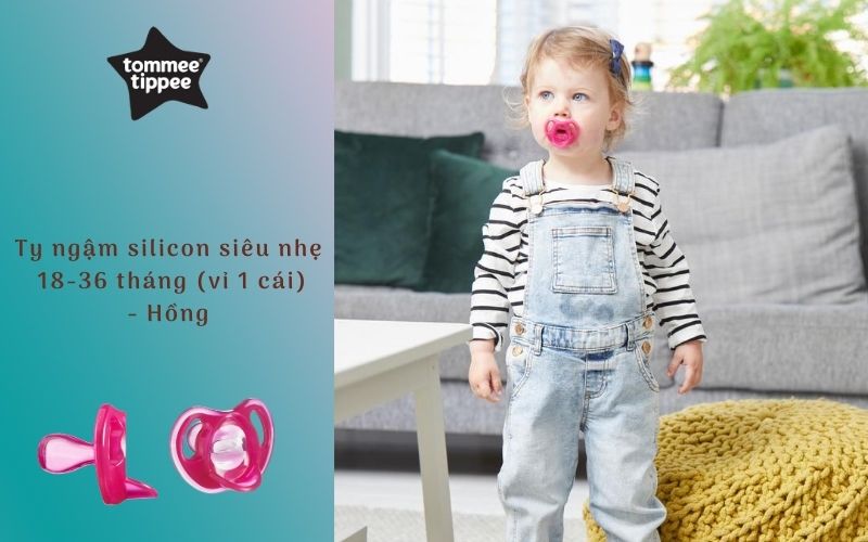 Ty ngậm silicon siêu nhẹ cho bé Tommee Tippee Ultra Light 18-36 tháng (vỉ đơn) - Hồng