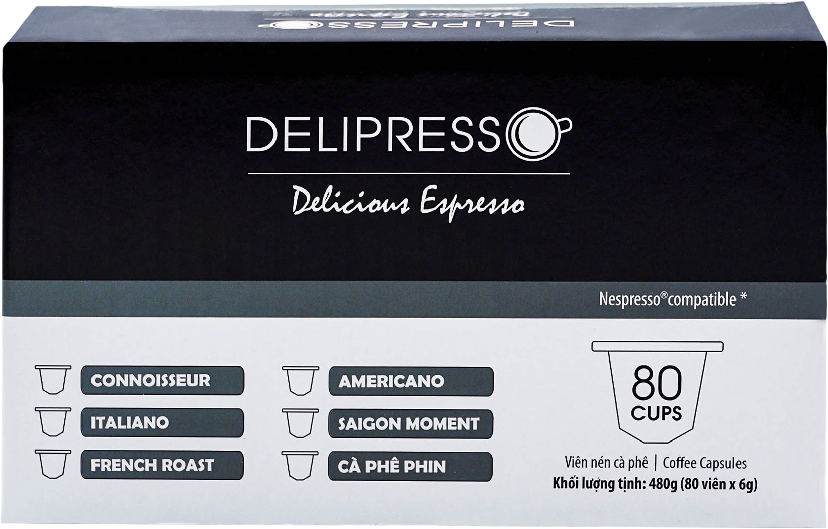 Cà phê Delipresso Italiano 80 viên x 6g -Cà phê viên nén Delipresso Italiano - Viên nén cà phê - Cà phê pha máy - Phương Vy Coffee