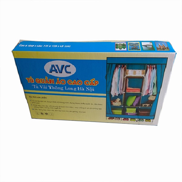 Tủ vải đựng quần áo 3 buồng, 8 ngăn, khung sắt mạ kẽm