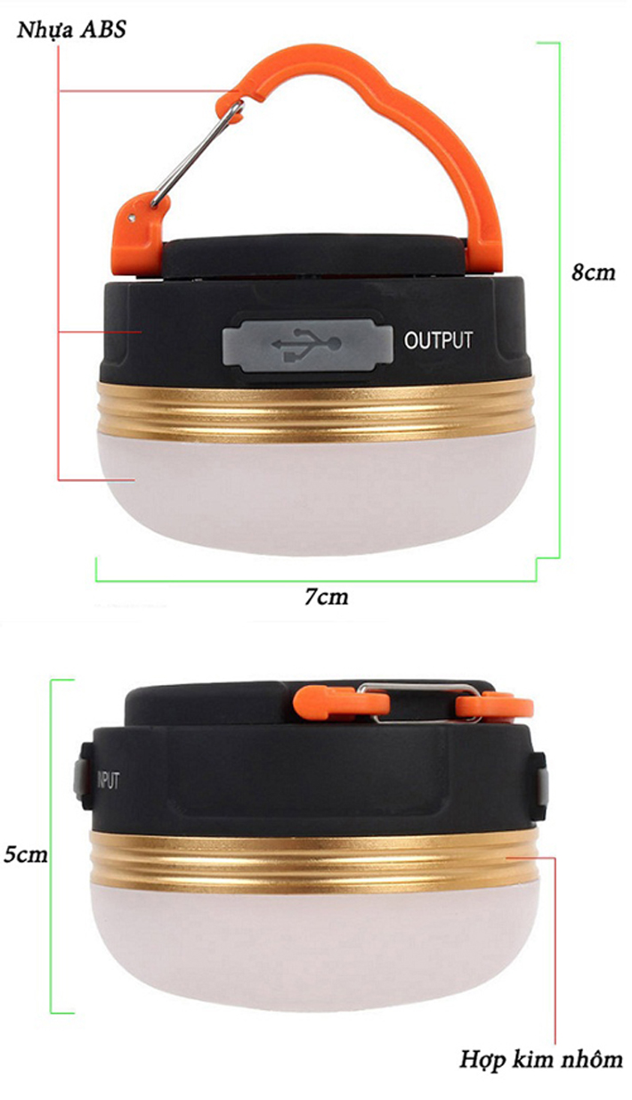 Đèn LED treo móc lều dã ngoại sạc USB chống thấm nước với 3 chế độ đèn GL8213