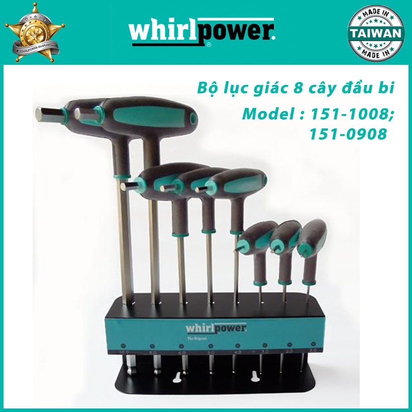 BỘ LỤC GIÁC 8 CÂY CHỮ T ĐẦU BI WHIRLPOWER