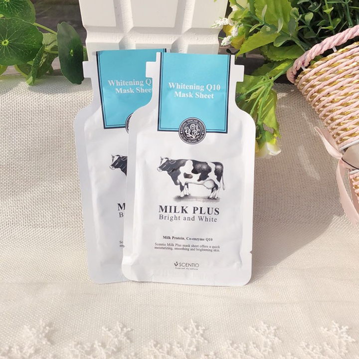 Mặt Nạ Giấy Dưỡng Trắng Và Trẻ Hóa Da Sữa Bò Scentio Milk Plus (1 Miếng)