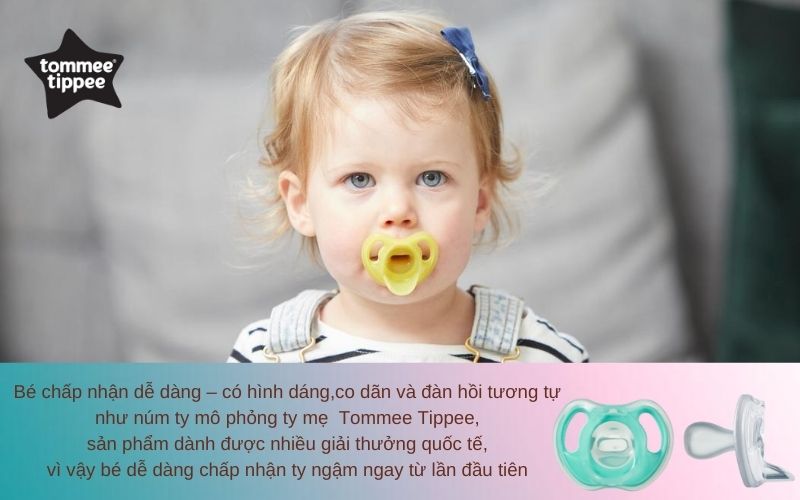 Ty ngậm silicon siêu nhẹ cho bé Tommee Tippee Ultra Light 6-18 tháng - Xanh ngọc/Trắng
