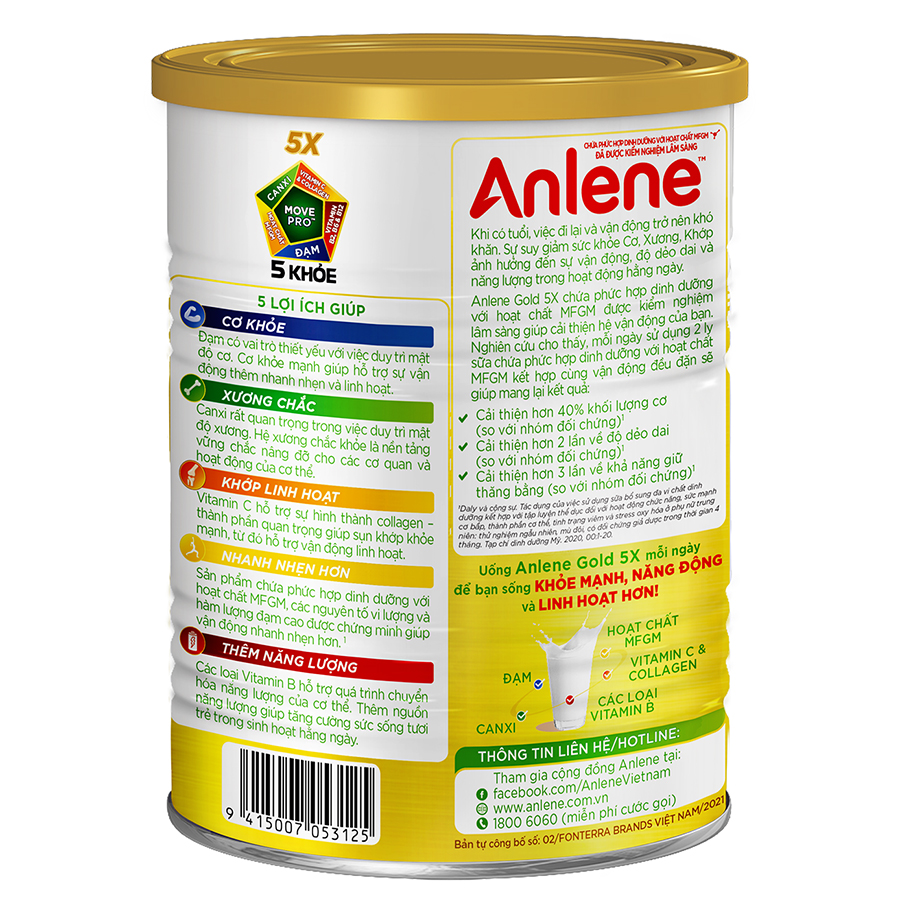 Sữa Bột Anlene Gold 5X Hương Vanilla