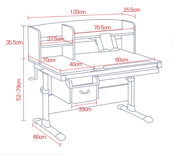 Bàn ghế chống gù chống cận Hồng ( KT 1.2m x 0.7m )