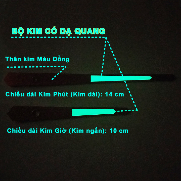 MÁY ĐỒNG HỒ TREO TƯỜNG KIM TRÔI CAO CẤP EASTAR – BỘ KIM VÀNG ĐỒNG CÓ DẠ QUANG  – KÈM PIN MAXELL