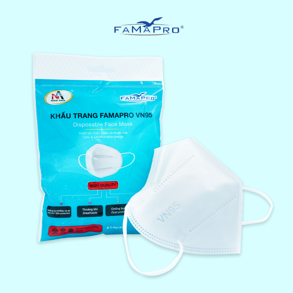 - Khẩu trang y tế kháng khuẩn 4 lớp Famapro VN95 đạt chuẩn N95