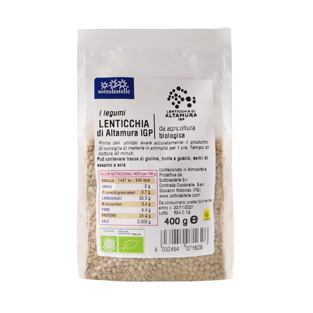 Đậu lăng xanh hữu cơ Sottolestelle 400g Organic Green Lentils