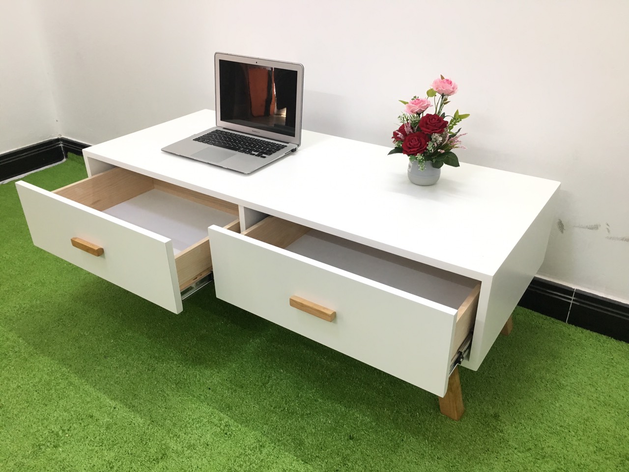 Bàn sofa trà cafe phòng khách hình hộp trắng T819-7