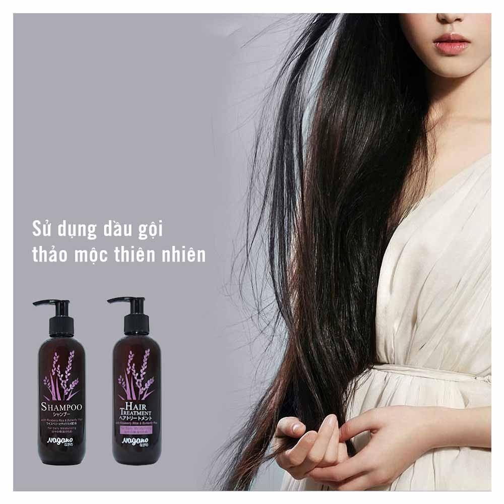 Bộ Đôi Dầu Gội Và Dầu Xả Hoa Đậu Biếc Nagano Janpan 250ml - Shampoo & Hair Treatment Nagano 250ml - Sự kết hợp hoàn hảo giúp dưỡng tóc bồng bềnh, mềm mượt