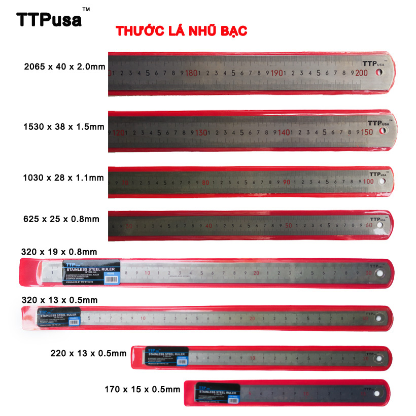 Thước lá inox nhũ bạc SUS304 TTPusa