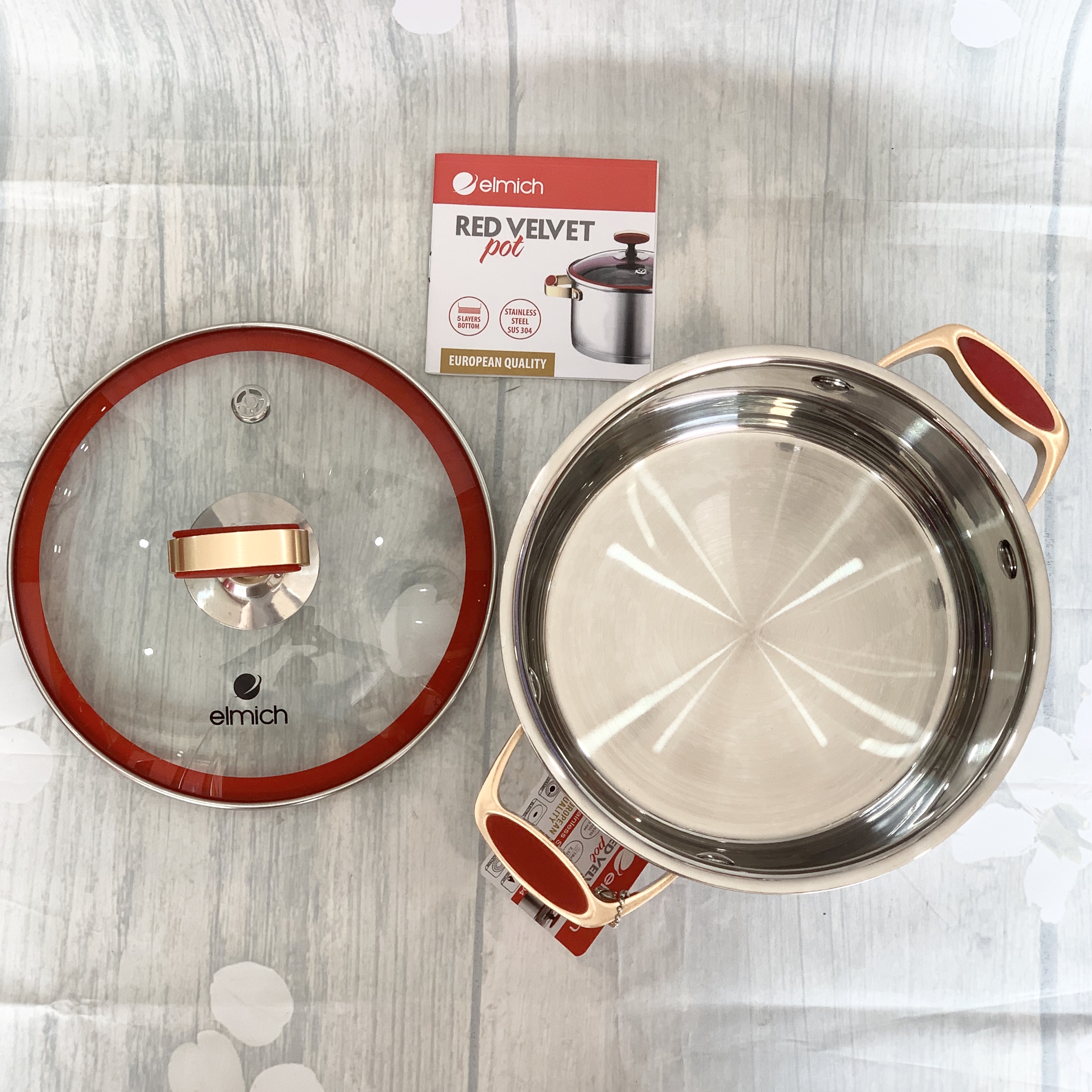 XOONG INOX 304 CAO CẤP RED VELVET - 5 LỚP ĐÁY TỪ 24CM
