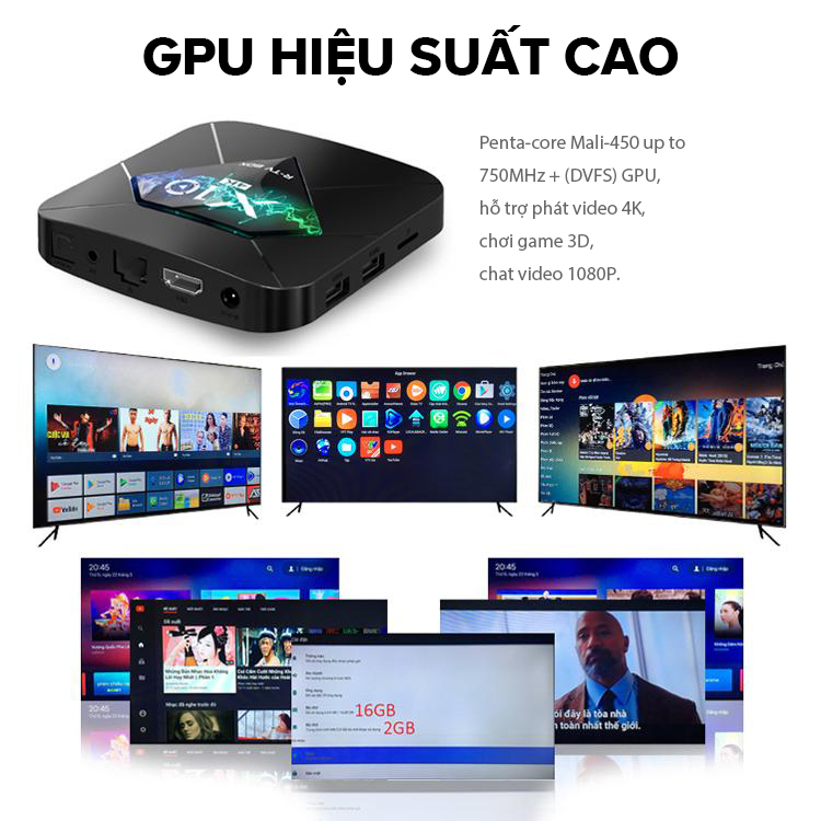 Android TV Box X10, 2G RAM và 16G ROM bộ nhớ trong