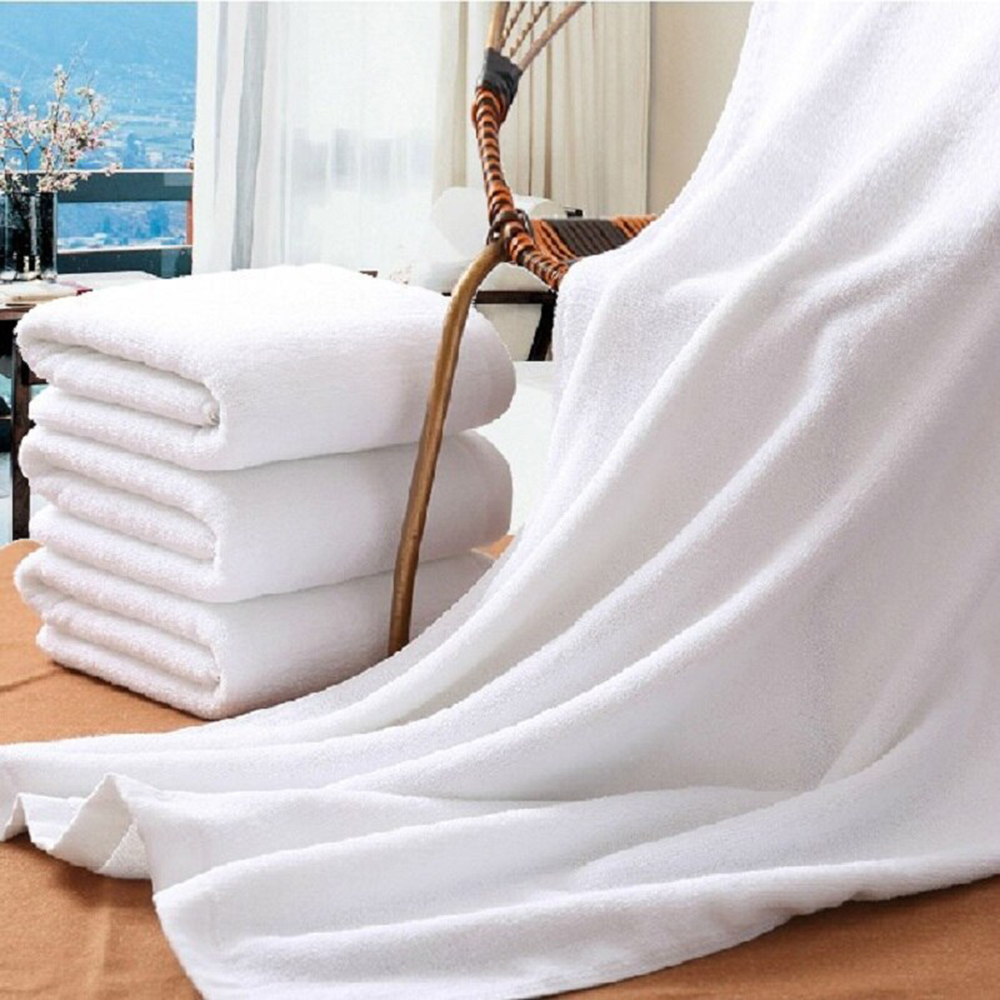 Khăn tắm khách sạn trắng trơn loại lớn HANTEXCO 100% cotton, mềm mại, không xù lông tiêu chuẩn 5 sao