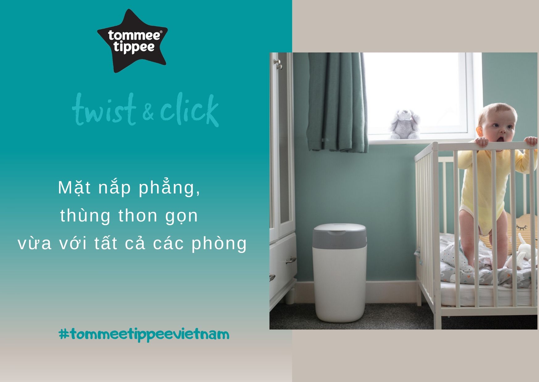 Thùng xử lý tã cho bé Tommee Tippee – Twist &amp; Click – Trắng