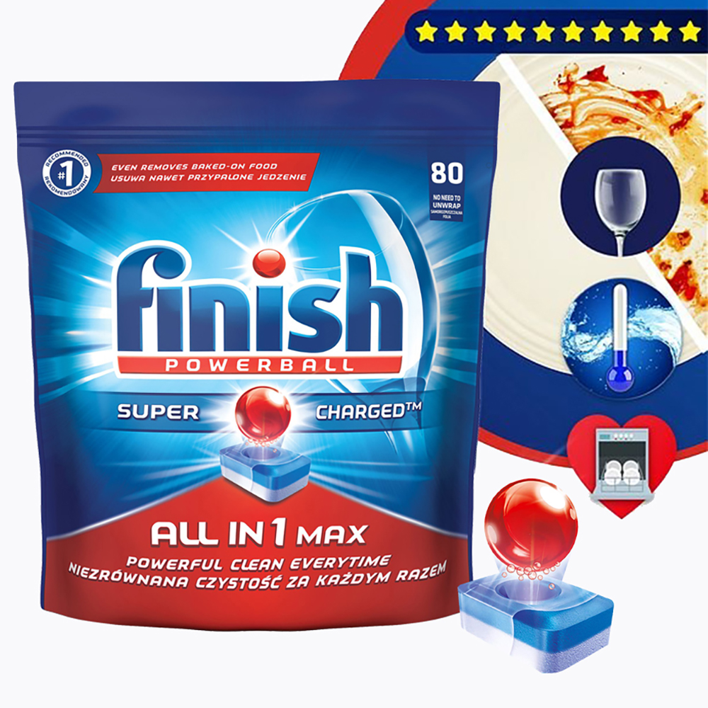 Túi 80 viên rửa chén Finish All In 1 Max Dishwasher Tablets QT025451