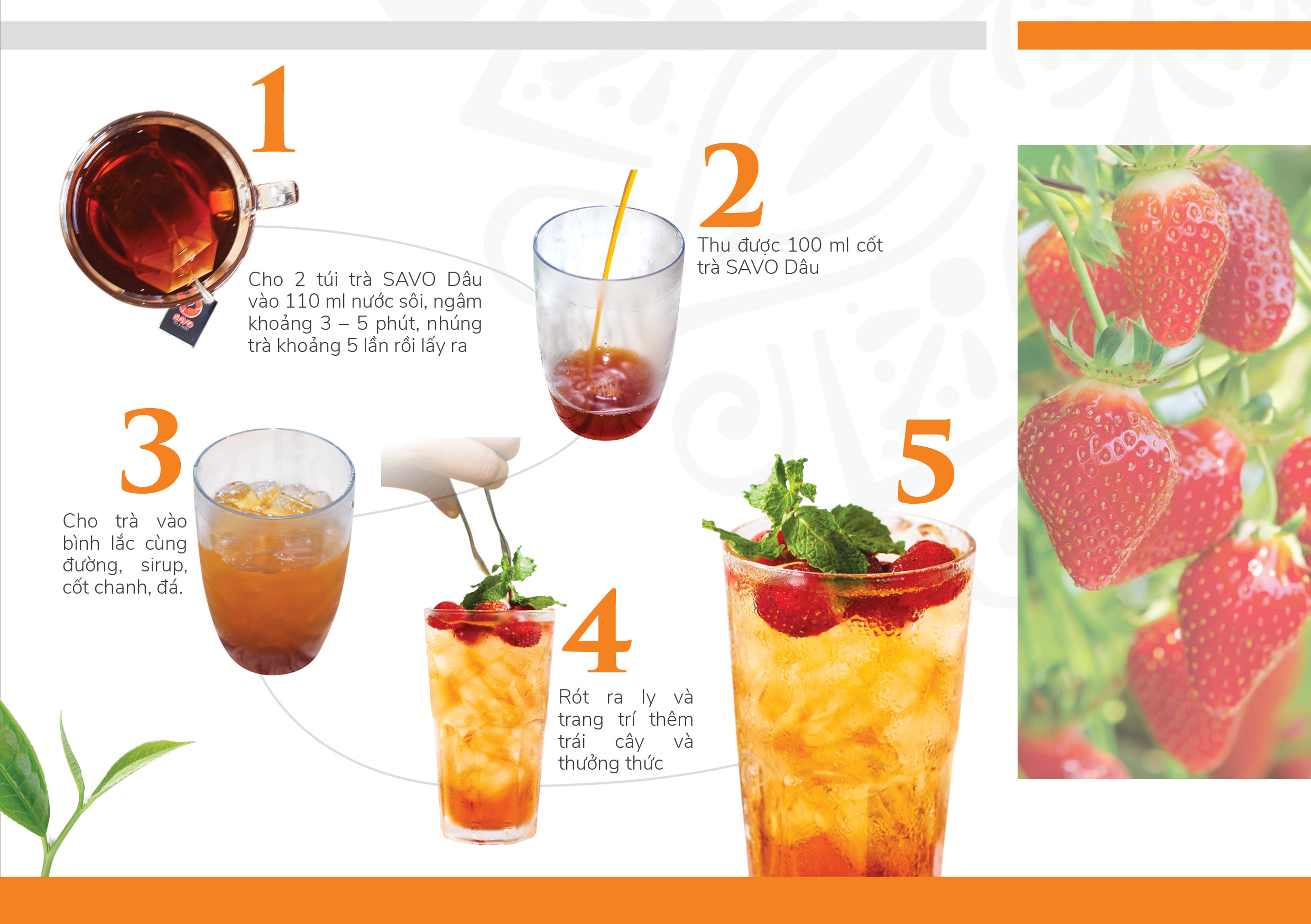 Trà SAVO Dâu (Strawberry Tea) - Hộp 25 Gói x 2g