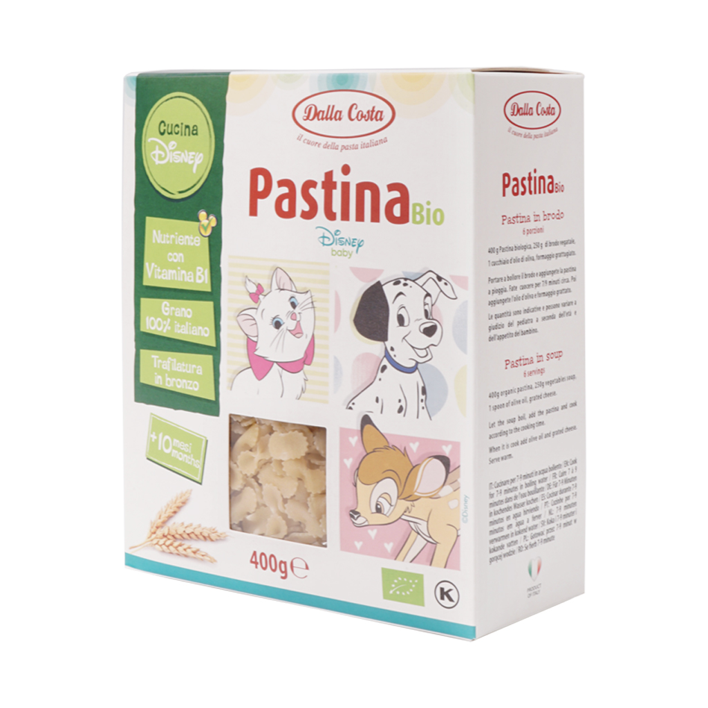 Nui nơ Pastina hữu cơ cho bé 400g Dalla Costa