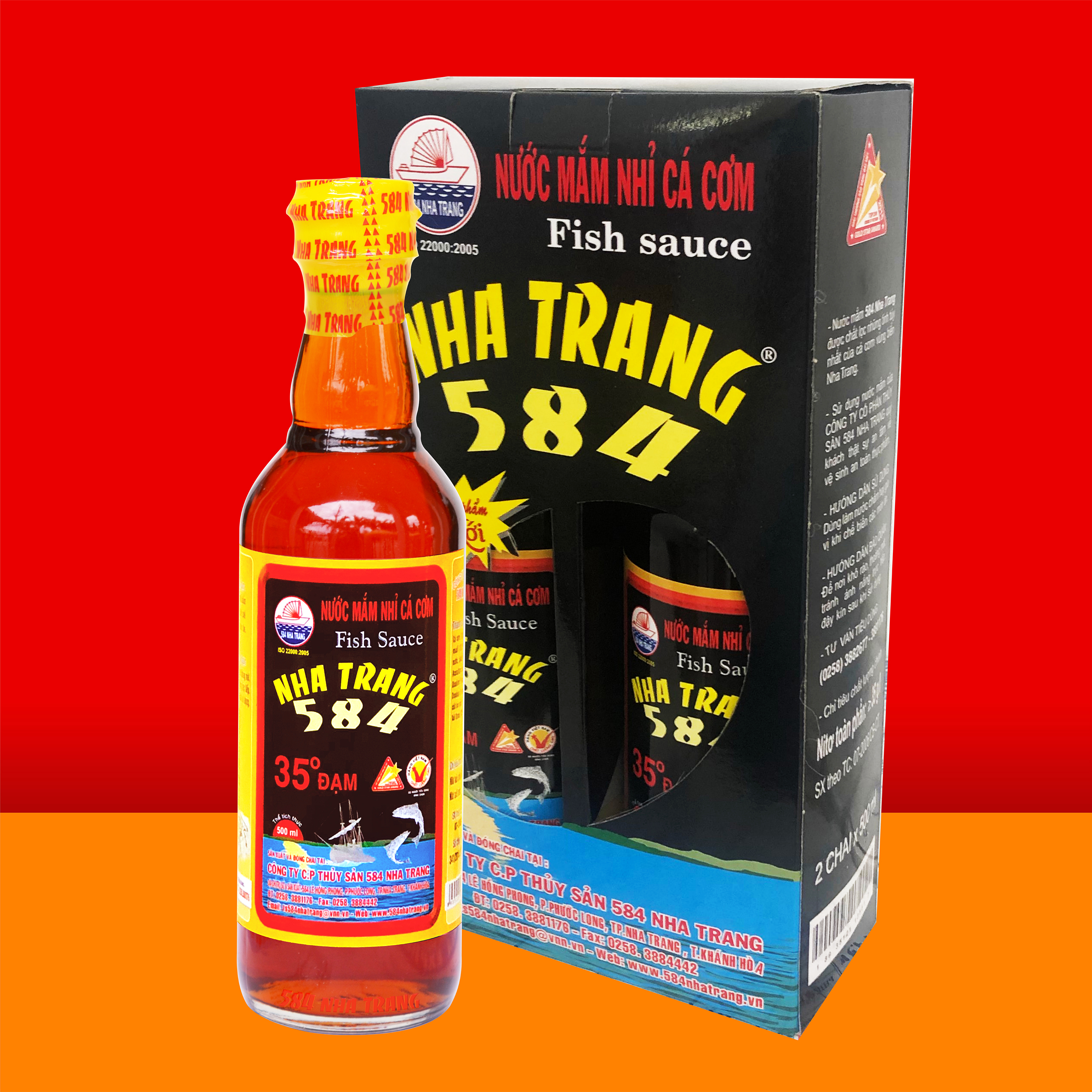 Thùng 6 Chai Nước mắm Nhỉ Cá cơm 584 Nha Trang - 30 độ đạm - Chai Nhựa 500 ml