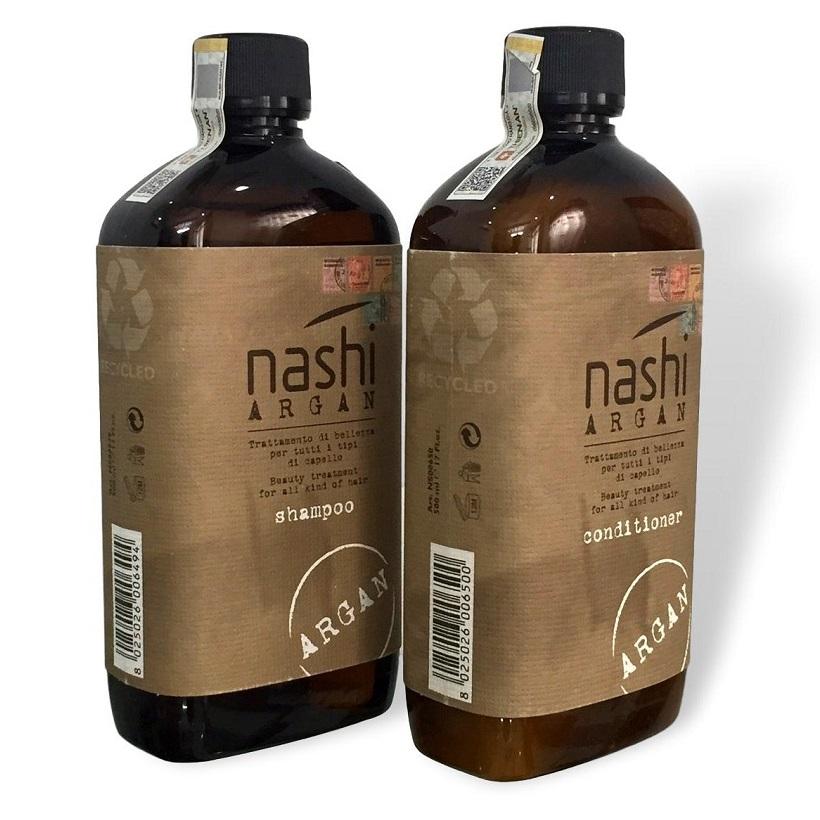 Bộ dầu gội xả Nashi Argan Classic Shampoo and Conditioner siêu mềm mượt phục hồi tóc Italy 500ml