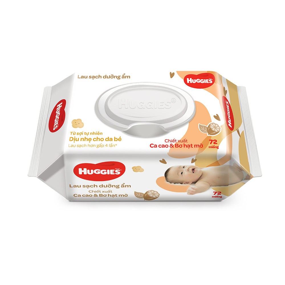Combo 4 gói Khăn giấy ướt cho trẻ sơ sinh HUGGIES - Chiết xuất Cao cao & Bơ hạt mỡ