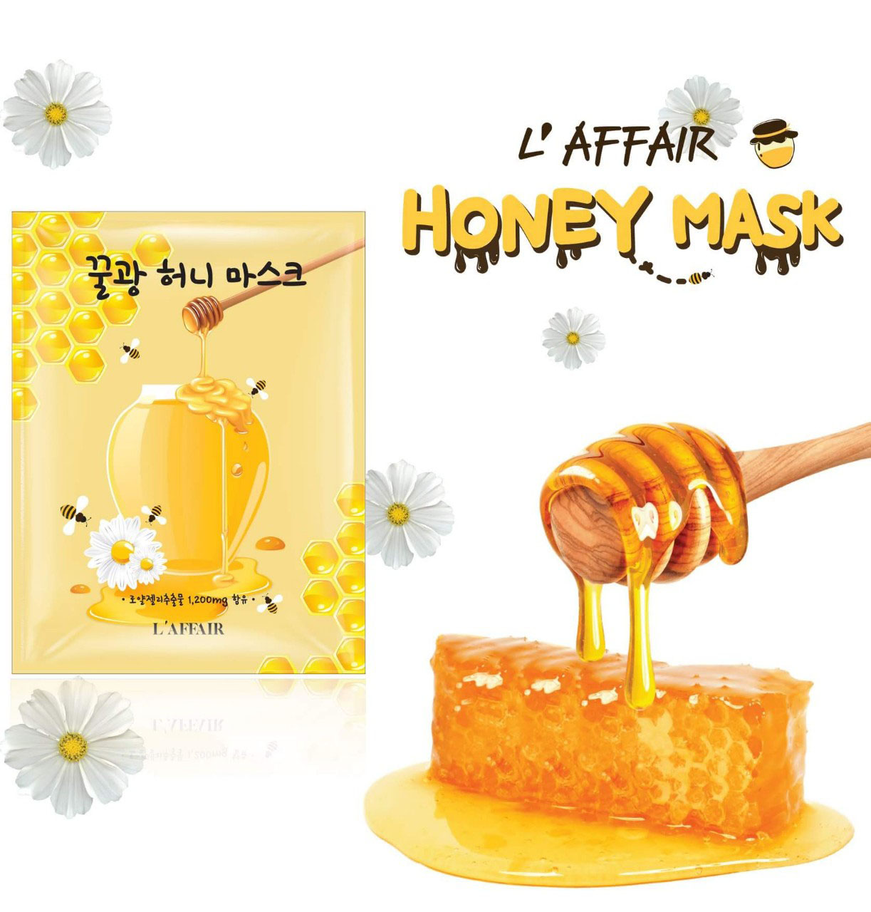 Hộp 30 Mặt Nạ Chống Lão Hóa, Ngăn Ngừa Mụn Rainbow L'affair Honey Mask 750ml