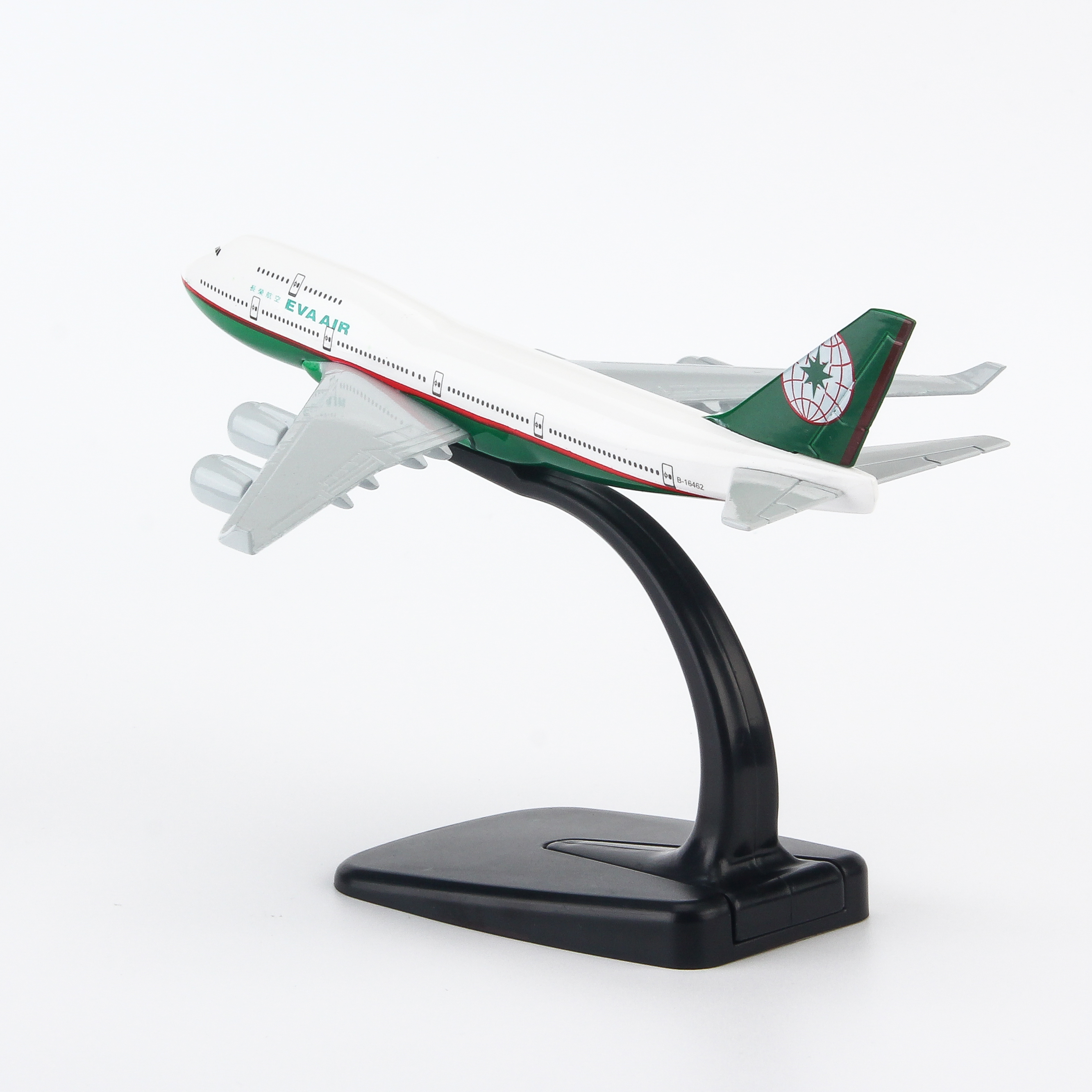 Mô hình máy bay Eva Air (16cm) - Trắng, Xanh lá cây