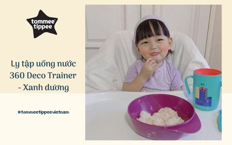 Ly tập uống nước Tommee Tippee 360 Deco Trainer từ 6 tháng - Xanh dương