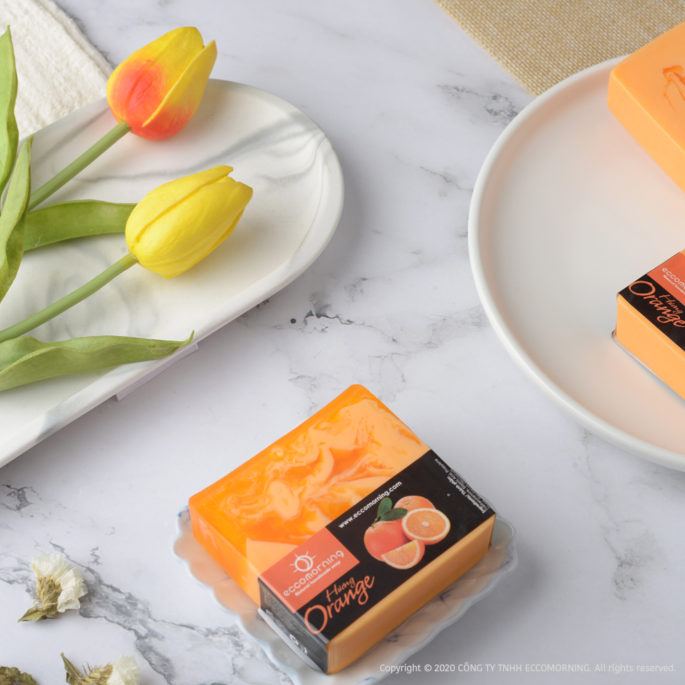 Xà Bông Thiên Nhiên Handmade eccomorning Hình Vuông Hương Cam - Orange Soap