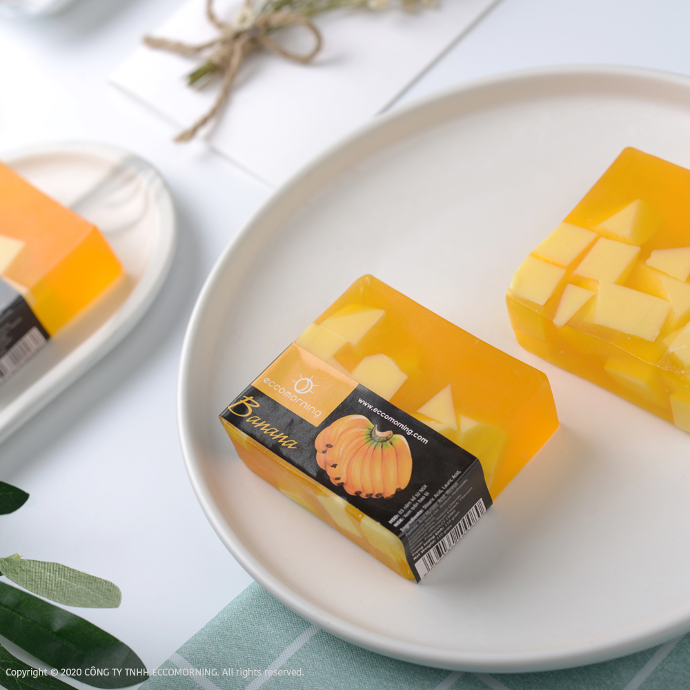 Xà Bông Thiên Nhiên Handmade eccomorning Hình Vuông Hương Chuối - Banana Soap