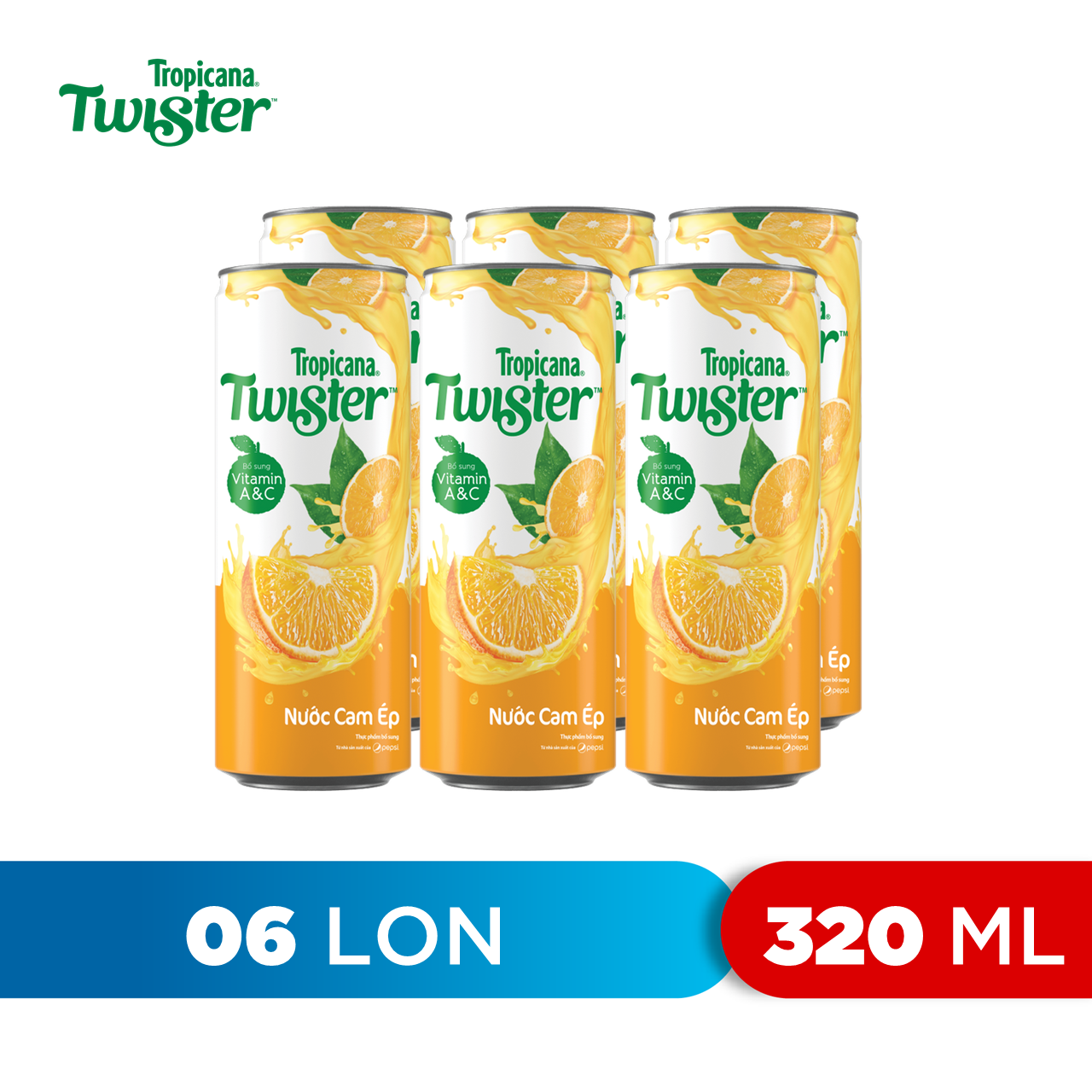 Lốc 6 Lon Nước Trái Cây Twister Cam (320ml/Lon)