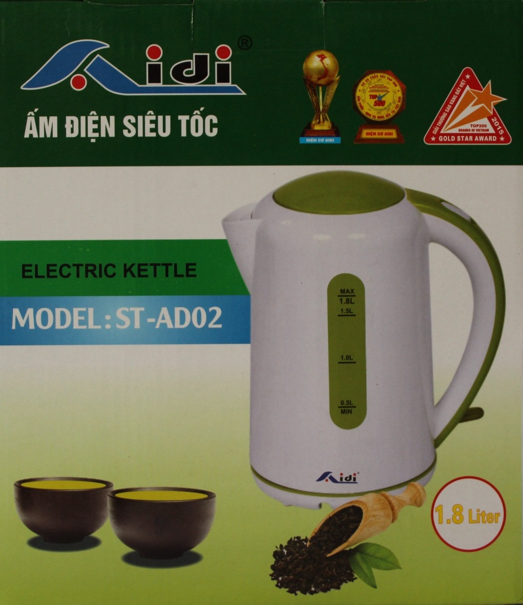 Ấm đun nước siêu tốc Aidi ST-AD02 - Màu Ngẫu Nhiên - Hàng Chính Hãng