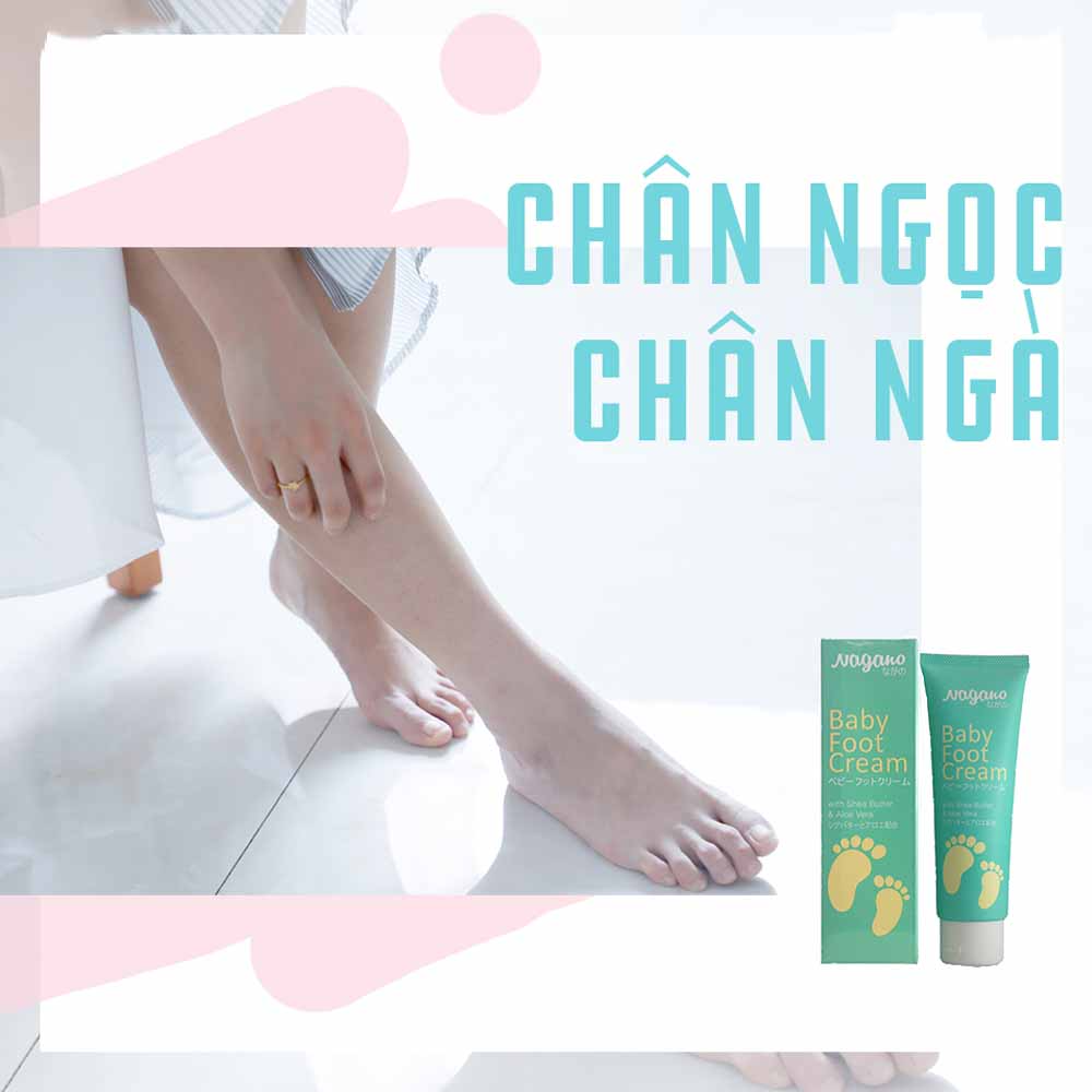 Kem Dưỡng Da Bàn Chân Và Gót Nagano Japan 100ml - Baby Foot Cream Nagano - Hỗ trợ điều trị và ngăn ngừa nứt gót, da bàn chân trắng sáng, mềm mịn da chân