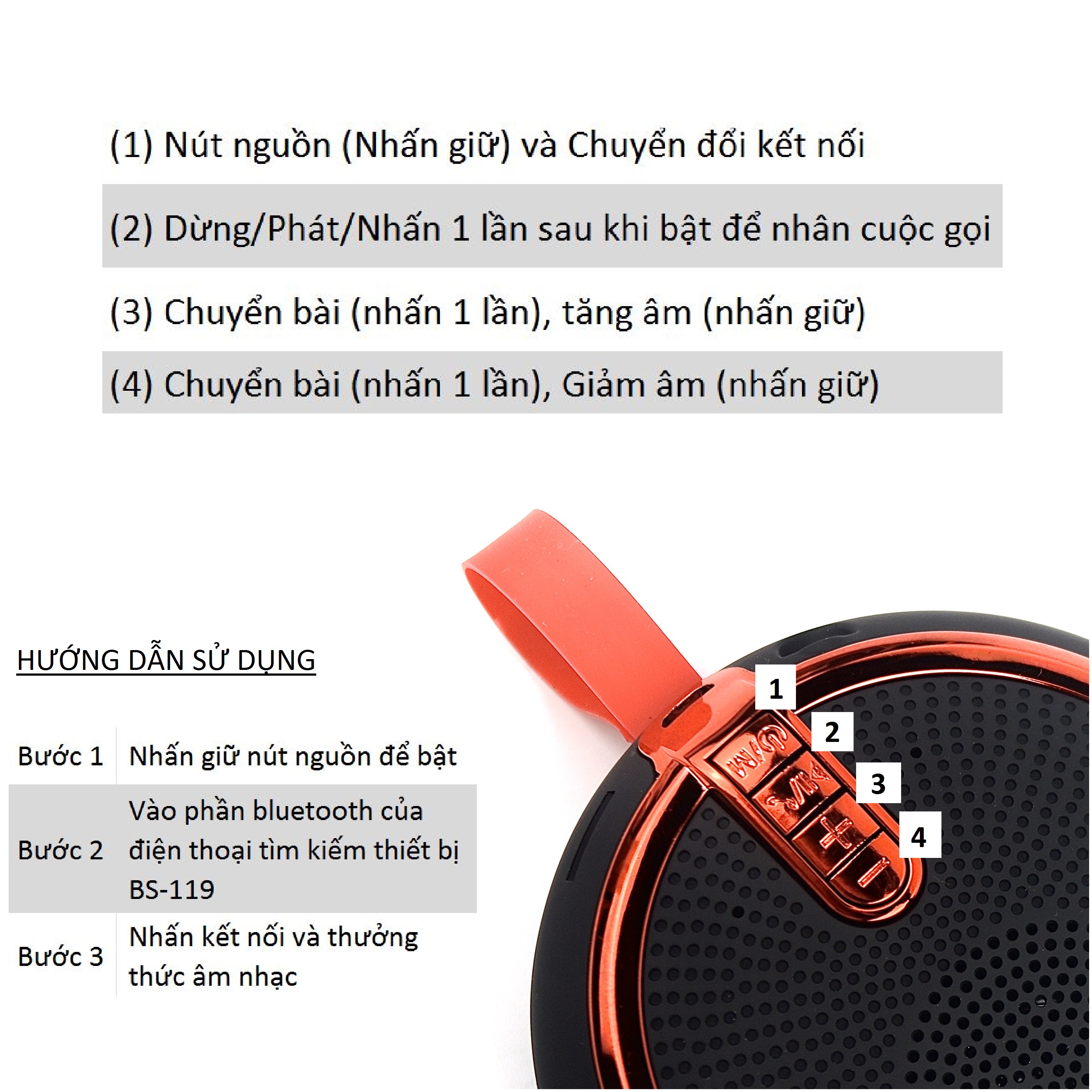 Loa Bluetooth Mini GUTEK BS119 Đa Năng Thiết Kế Nhỏ Gọn, Loa Cầm Tay Không Dây Nghe Nhạc Cực Hay, Bass Cực Đỉnh, Hỗ Trợ Kết Nối Thẻ Nhớ Tf, Đài Fm Và Cổng 3.5, Nhiều Màu Sắc - Hàng chính hãng