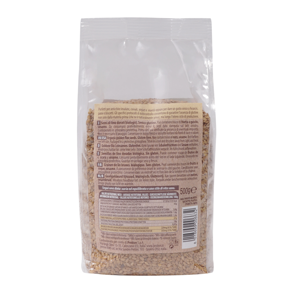 Hạt Lanh Vàng Hữu Cơ 500g ProBios Organic Italian Golden Flax Seeds