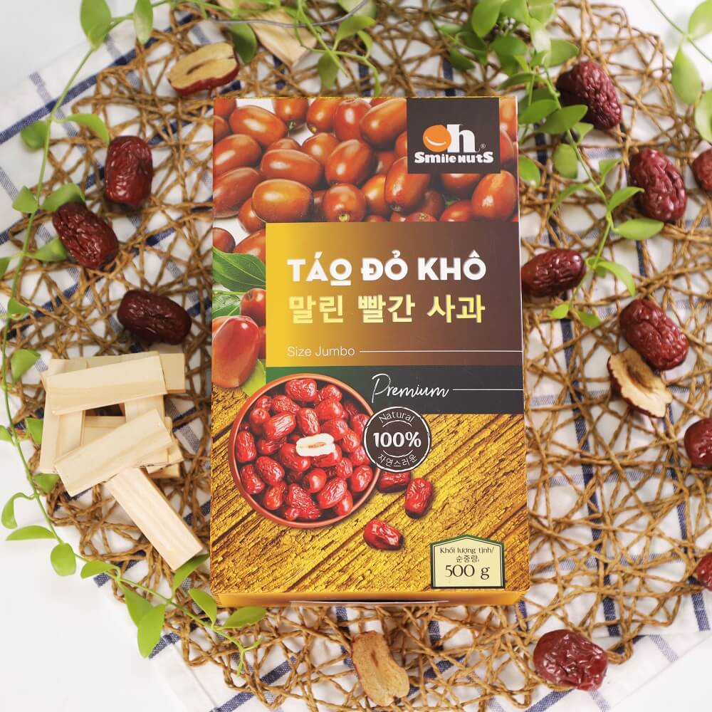 Táo Đỏ Khô Cao Cấp Smile Nuts Hộp 500g